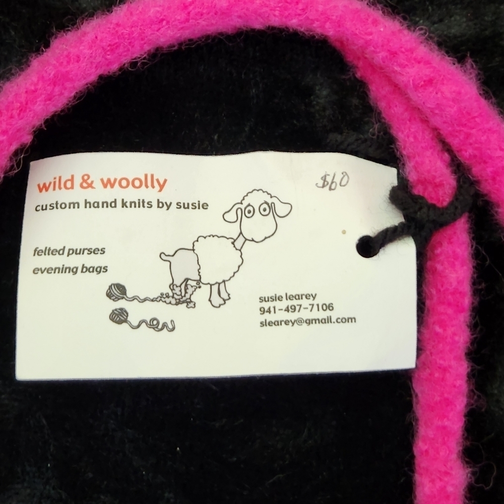 Wild & Wooly Custom Hand‑Knitted Wool Purse – Pink – NWT - Picture 5 of 5
